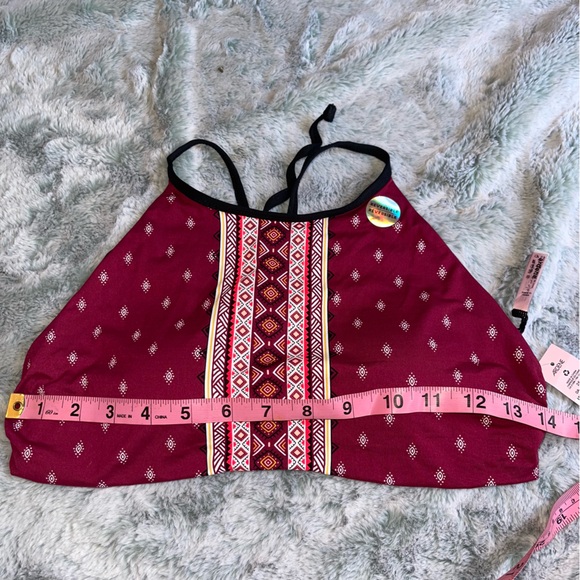 NWT Reversible Black & Maroon Patterned Adjustable Bikini Top by Ardene Size L - Picture 5 of 10